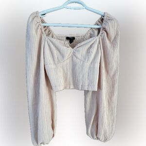 Light pink/coral Textured crop shirt